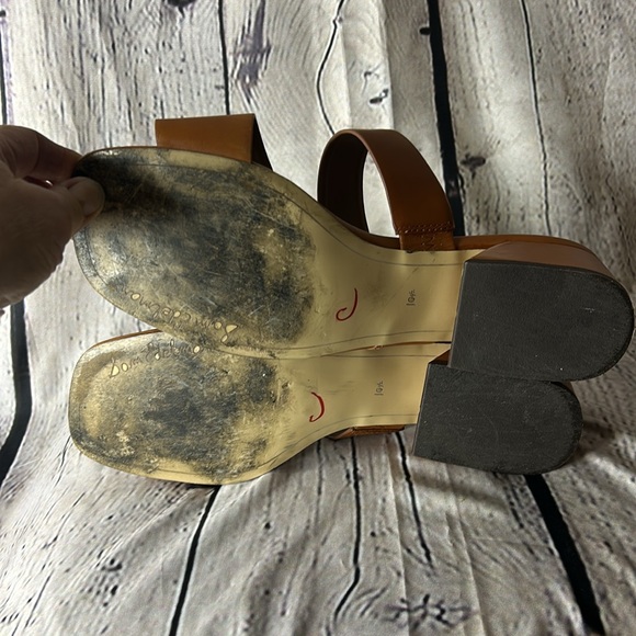 Women’s Sam Edelman Prague ginger brown leather slip on w/block heels size 10.5 - Picture 5 of 8